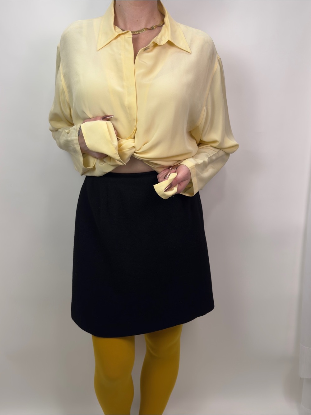 90s Vintage Wool Black Mini Skirt | Size 12P Woolmark Logo | Winter Office Fit